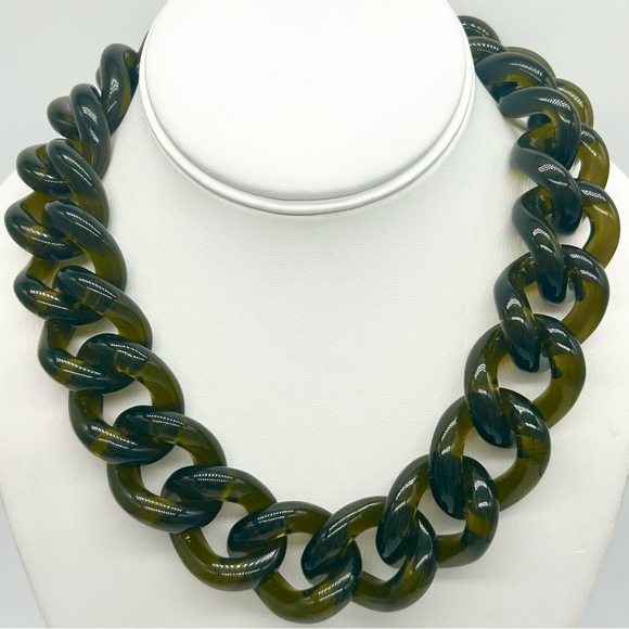 J. Crew Jewelry - J. Crew Olive Green Lucite Links Necklace